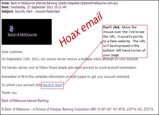 Hoax email sample